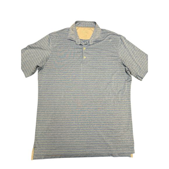 Jonnie-O Polo Shirt Size L Blue with Gray Stripe - Picture 1 of 9